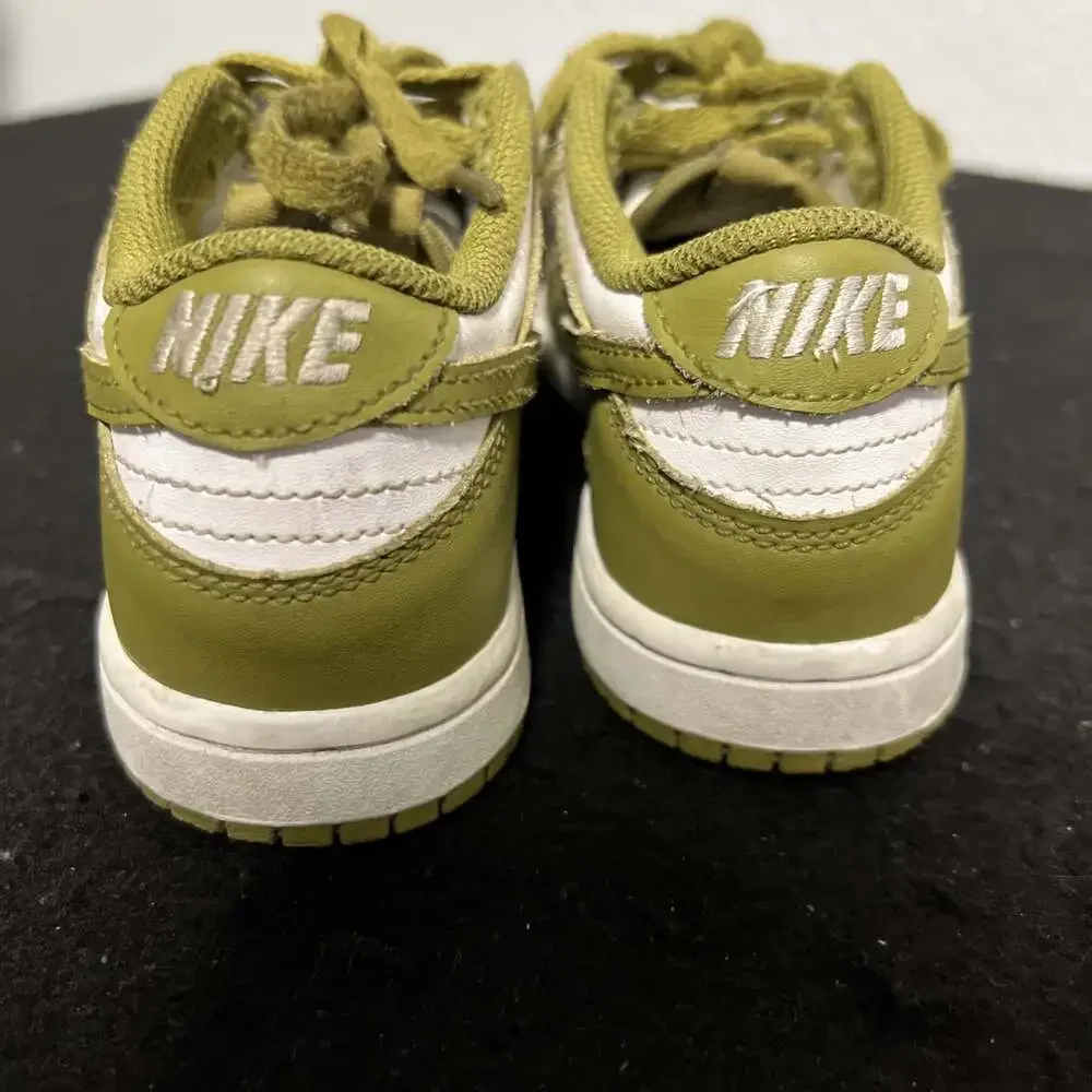 Nike FB9108-108 Green White Leather Sneakers Unisex Kids 12C Low Top